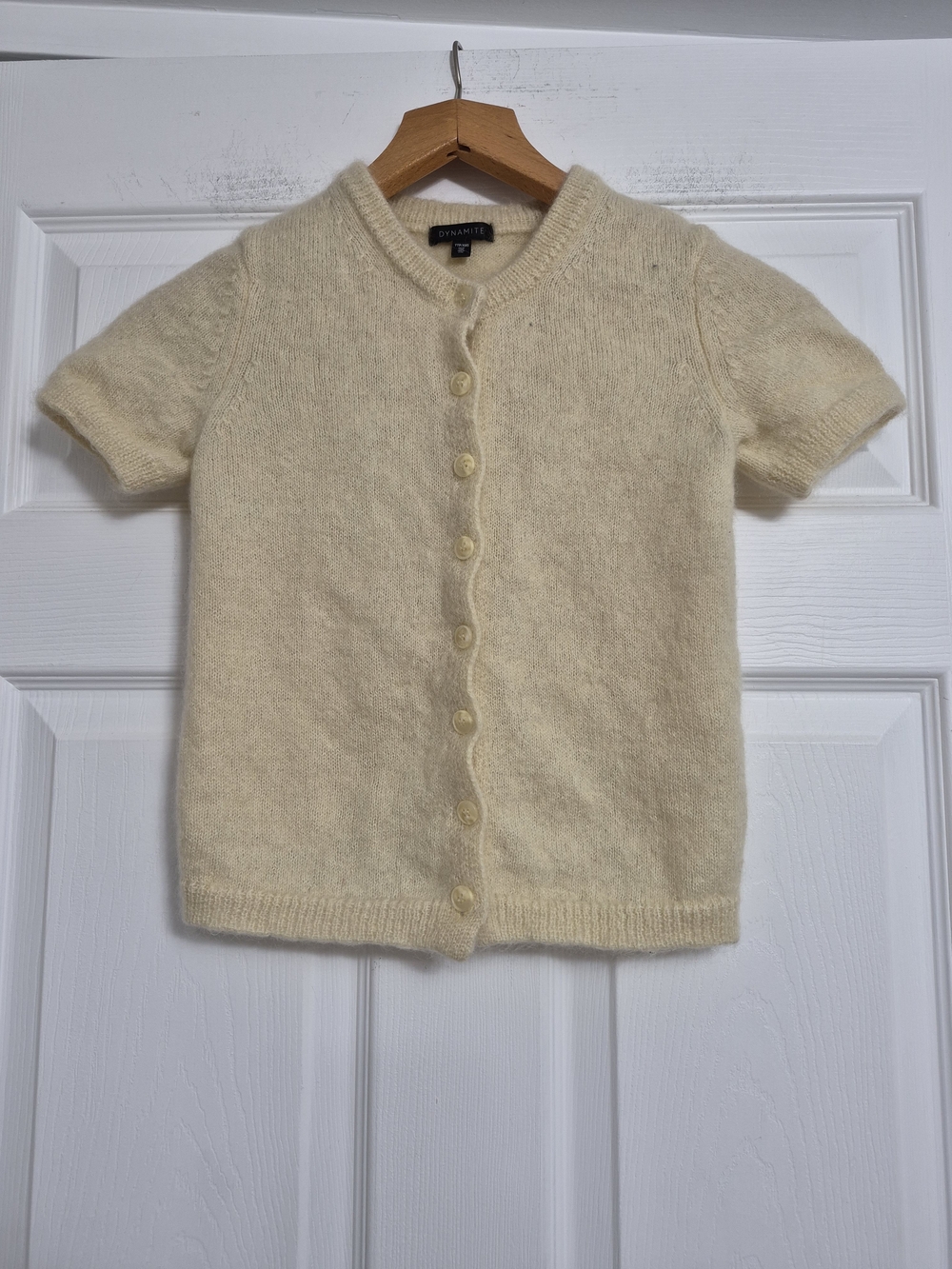 Dynamite Butter Yellow Short-Sleeve Button-Up Cardigan